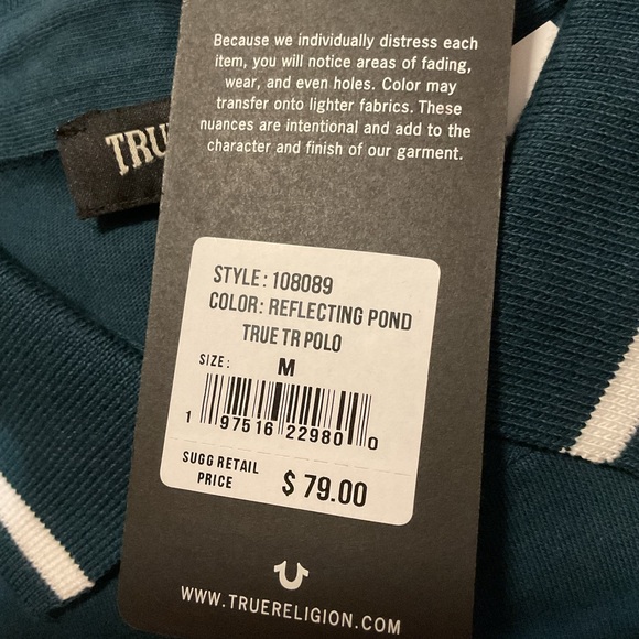 True Religion Men’s Polo Shirt Blue Short Sleeve. - Picture 9 of 9